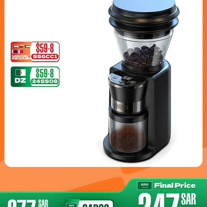 HiBREW Automatic Burr Mill Electric Coffee Grinder with 34 Gears for Espresso American Coffee Pour Over Visual Bean Storage G3