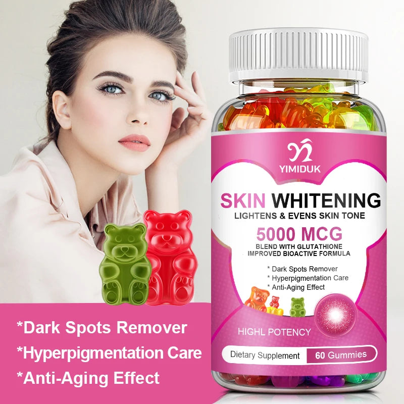 Glutathione Whitening Gummies Effective Skin Lightening Supplement Dark Spots, Hyperpigmentation Treatment Anti-Aging Antioxidan
