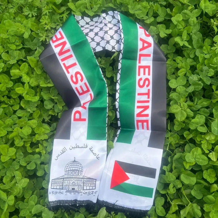 Palestine scarf 14x130cm silk scarf printed satin Palestine National Day silk scarf Palestinie shawl