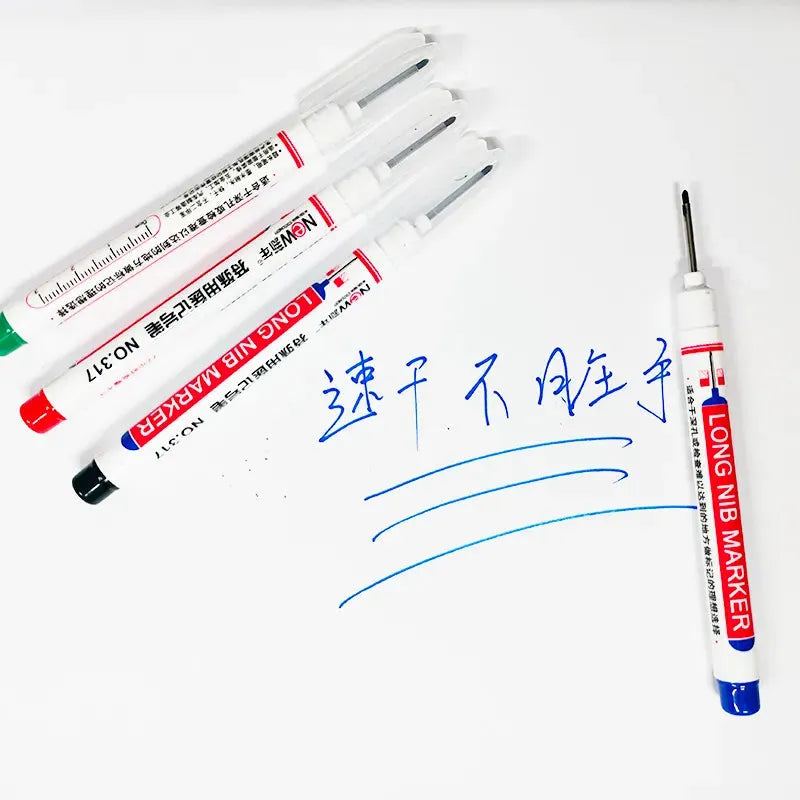 6Pcs/Set 20mm Deep Hole Long Nib Head Markers For Metal Perforating Pen Waterproof Bathroom Woodworking Decoration Multi-Purpose