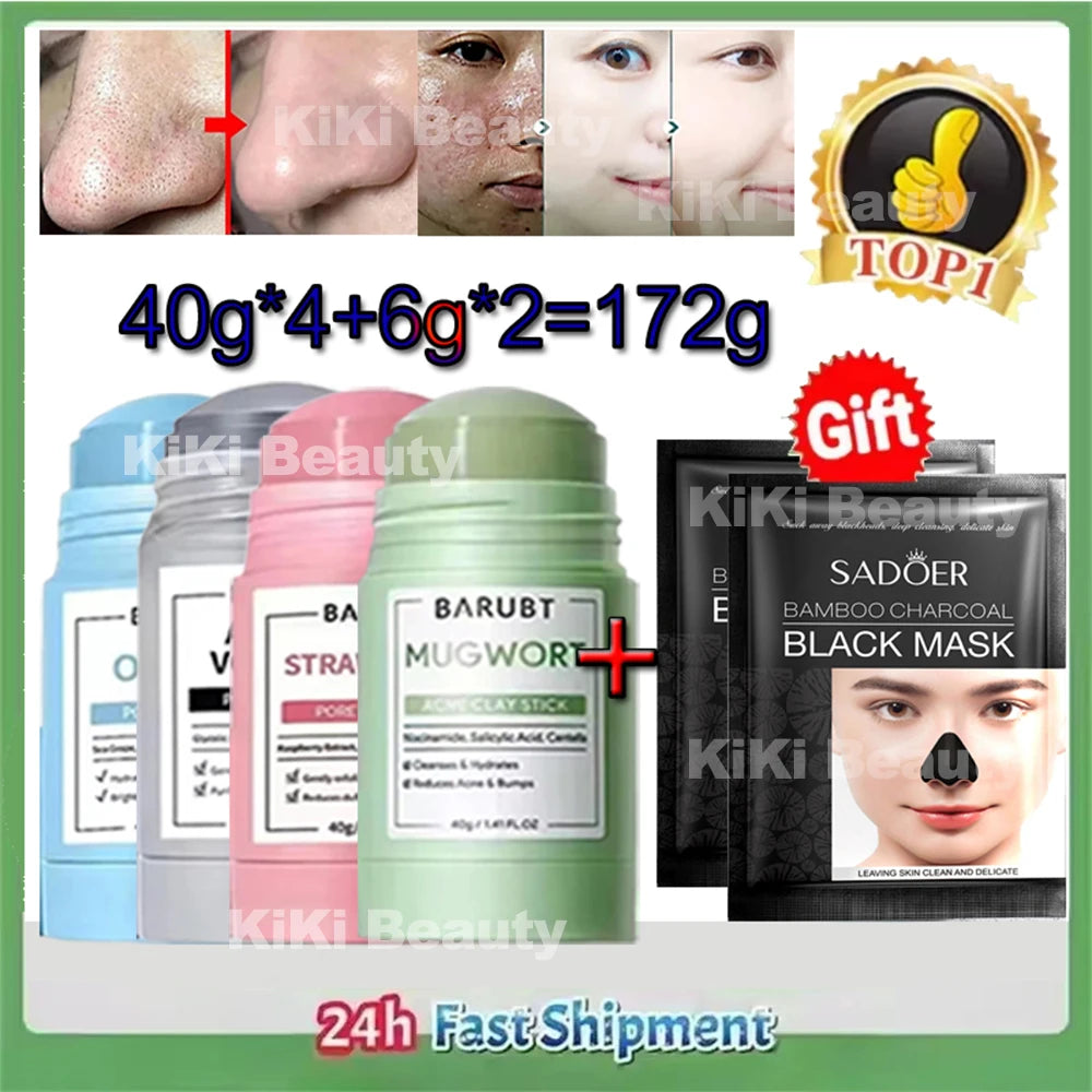 Spreadable Mud Face Mask Stick Hydrating Moisturizing Oil Control Exfoliating Deep Cleaning Pore Shrinking Solid Skin Care Mask