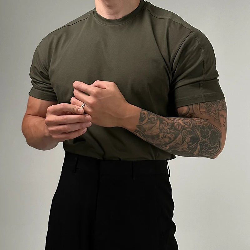 2024 Summer New Mens T-shirts Pure Cotton Breathable Slim Short Sleeve O Neck Bottoming T Shirt Streetwear Men Casual Pullovers