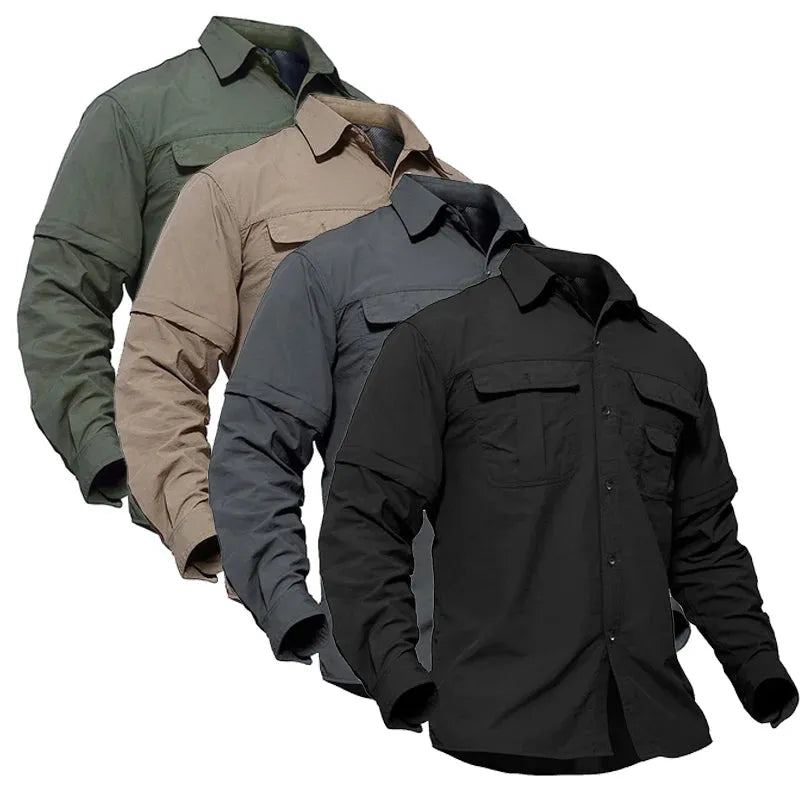 TRVLWEGO Hiking Shirt Spring Man Summer Camping Blouse Fishing Breathable Anti UV Quick-dry Detachable Outdoor Travel Climbing