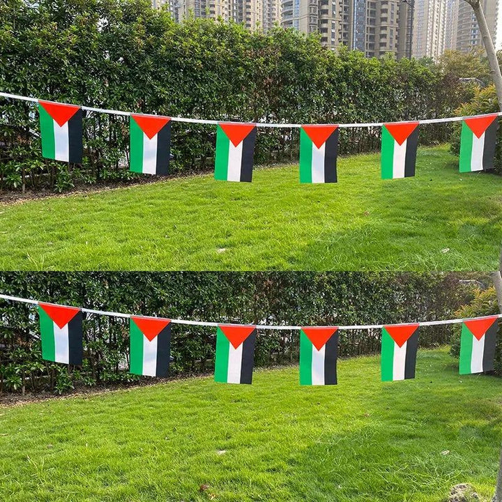 Aerlxemrbrae  20pcs/lot   Palestine  bunting flags 14x21cm  Pennant  Palestine  String Banner Buntings Festival Party Holiday