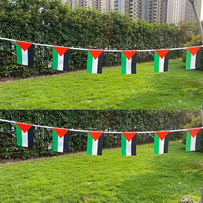 Aerlxemrbrae  20pcs/lot   Palestine  bunting flags 14x21cm  Pennant  Palestine  String Banner Buntings Festival Party Holiday