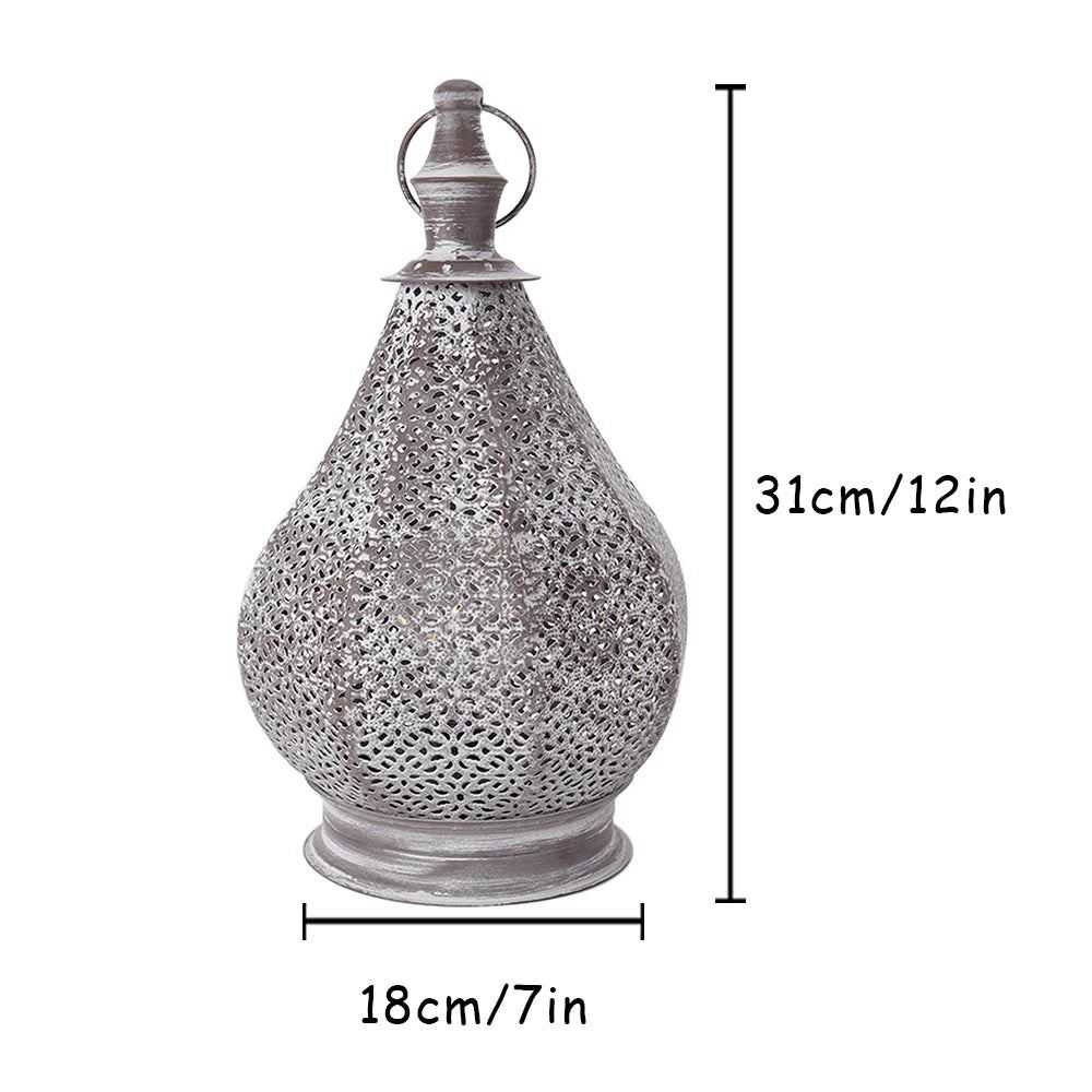 Moroccan Metal Table Lamp Wireless Battery Powered Lamp Living Room Touch Lamp Patio Lanterns for Outdoor Garden Home Decor