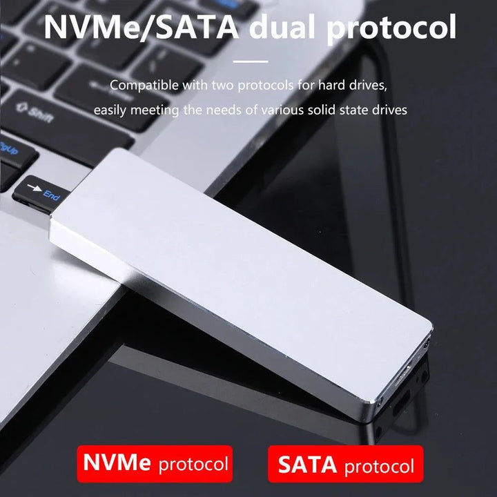 TISHRIC Support Dual Protocol M2 NVME NGFF SATA SSD Aluminum Alloy External Hd Case NVME SSD to USB 3.1 Enclosure For M.2 SSD