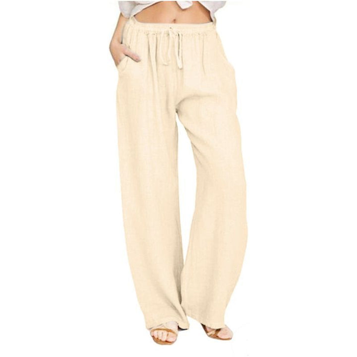 Cotton Linen Pants For Women Casual Trousers Female Drawstring Wide Leg Pants Y2K Clothing Drawstring Pants Women Streetwear Plus size - Jointcorp