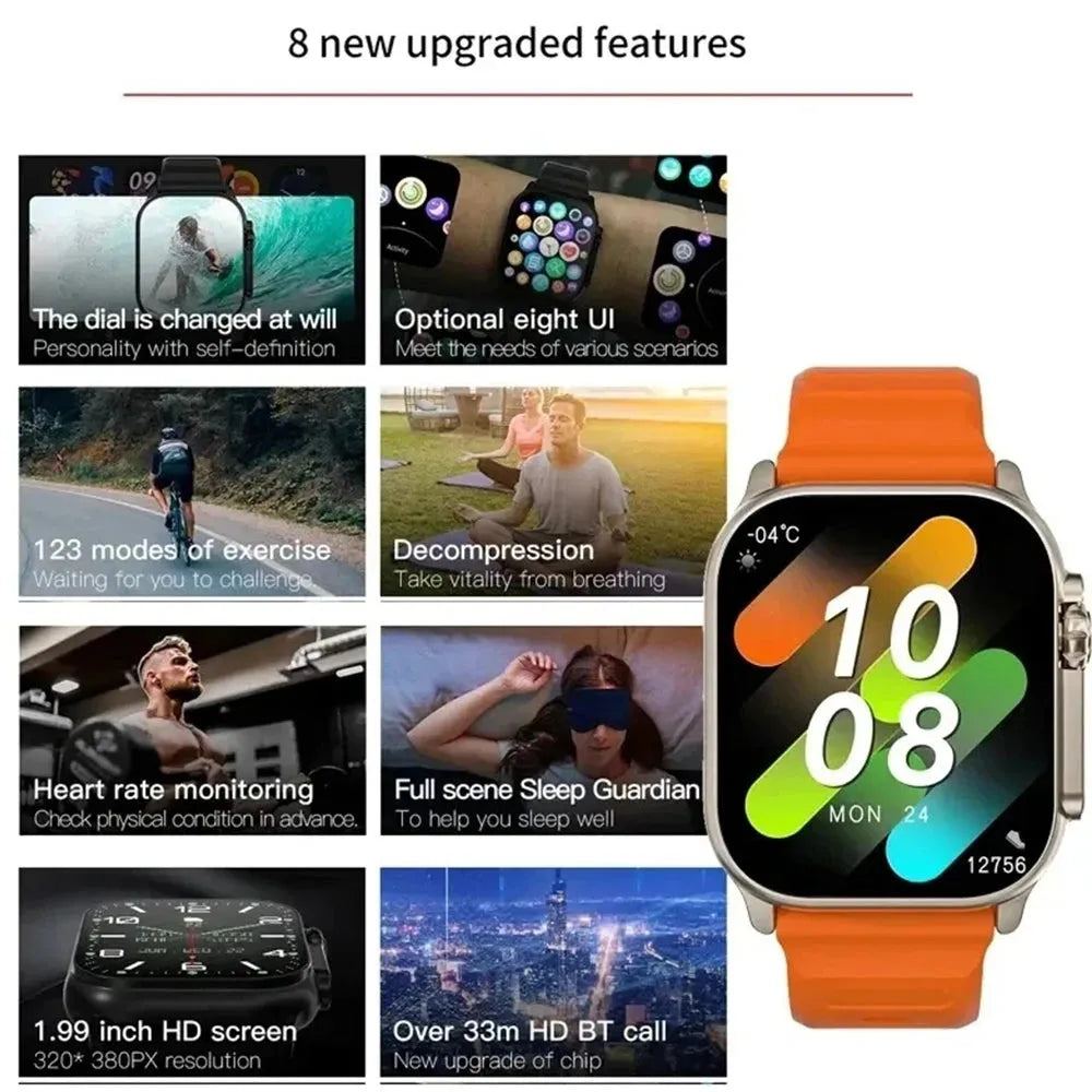 Smart Watch 9 Ultra  Men And Women 2.01 Inch Screen Bluetooth Call Fitness Tracker Fashion Watches PK IWO 9 T900 T88 Android Ios