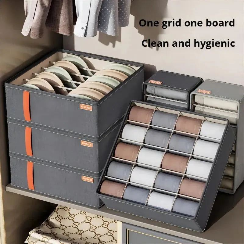 3pcs/set Dark Grey Underwear Storage Box Socks Underwear Storage Drawer Multifunctional Household Wardrobe Classification
