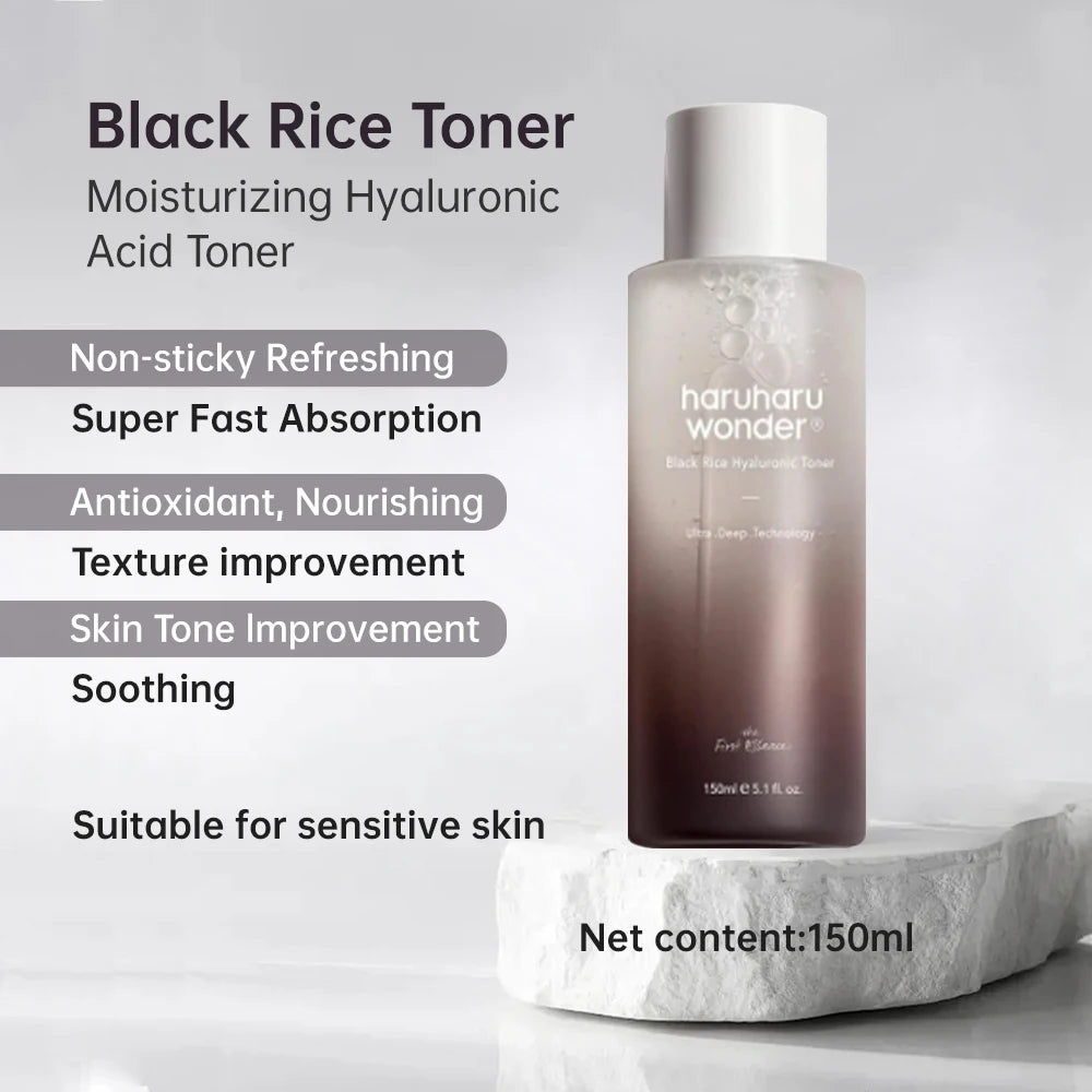 Korean Skin Care Sets Haruharu Wonder Hyaluronic Acid Black Rice Toner Pore Blackhead Makeup Cleansing Oil 150ml Face Care Sets