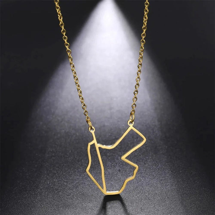 Cazador Hollow Jordan Palestine Map Necklaces Jewelry 2024 Stainless Steel Pendant Necklace for Women Anniversary Birthday Gift