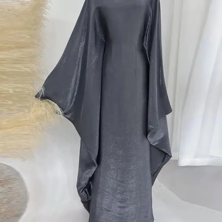 Ramadan Eid Women Summer Organza Batwing Satin Abaya Dubai Luxury 2024 Islam Muslim Kaftan Dress Kebaya Robe Musulmane Vestidos