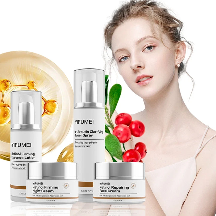 Retinol Arbutin Face Set Night & Day Moisturizing Refreshing Firming Skin Care Skin Streaming Facial Cream for All Skin Types