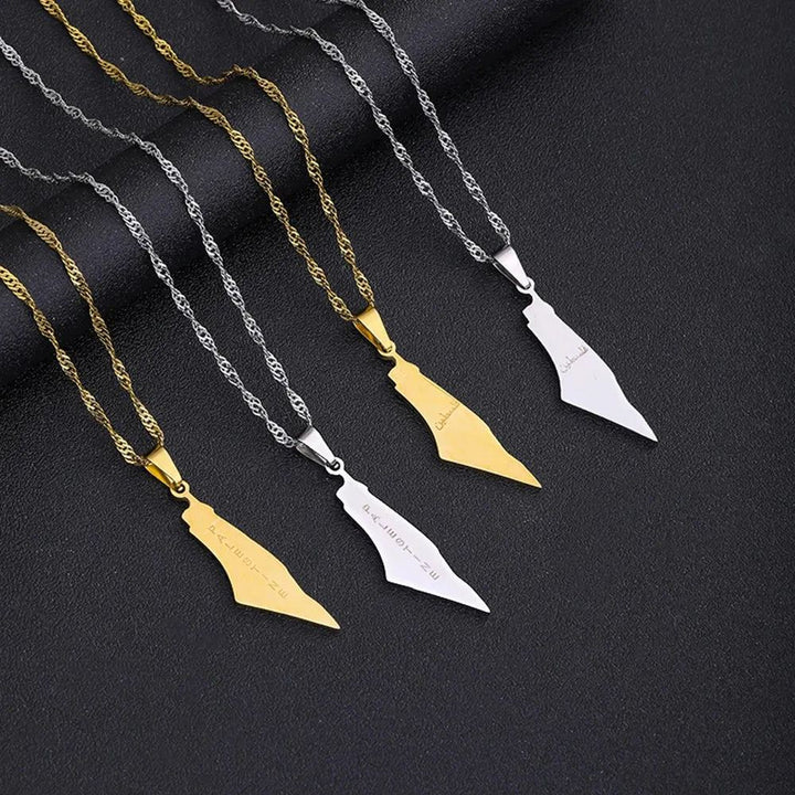 Fashion State of Palestine Map Pendant Necklace Stainless Steel Men Women Ethnic Maps Jewelry Gift