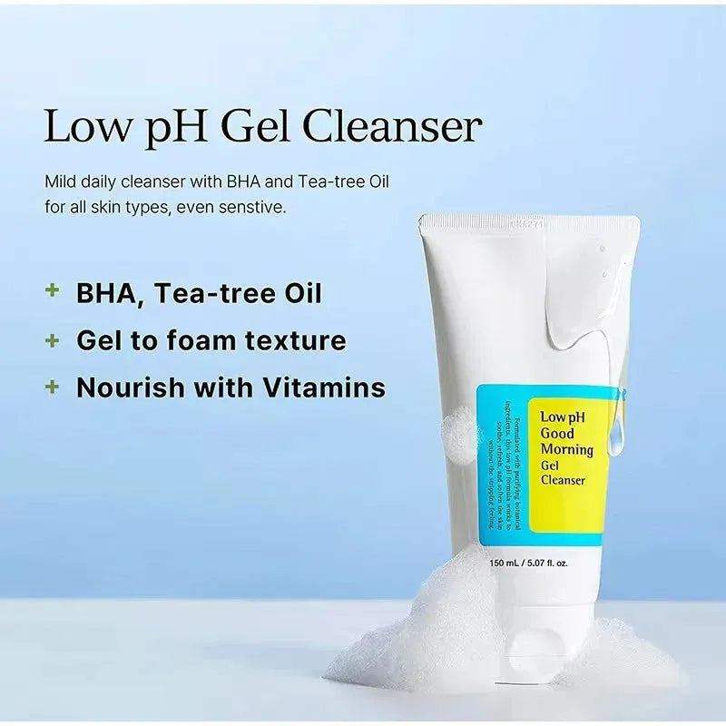 Low PH Good Morning Gel Cleanser Daily Mild Face Cleanser Sensitive Skin BHA & Tea-Tree Oil PH Balancing Korean Skincare