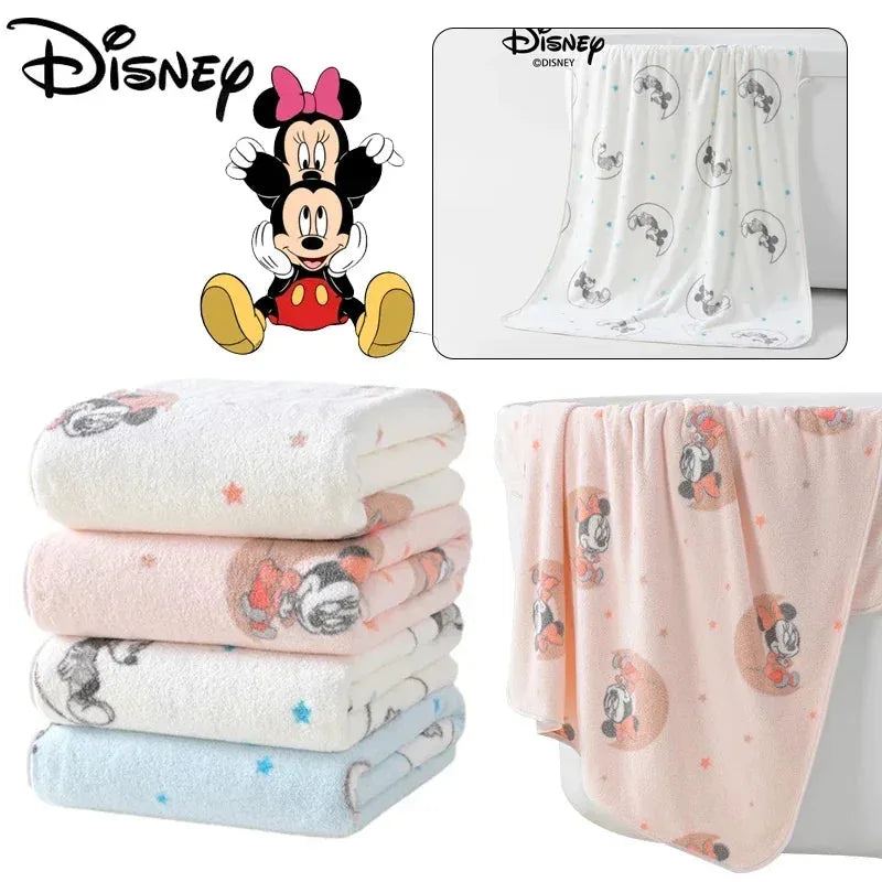 Disney Mickey Minnie Cute Cartoon Face Towel Absorbent High-density Coral Fleece Towel Quick Dry Clean Hair Hand Bathroom Towels