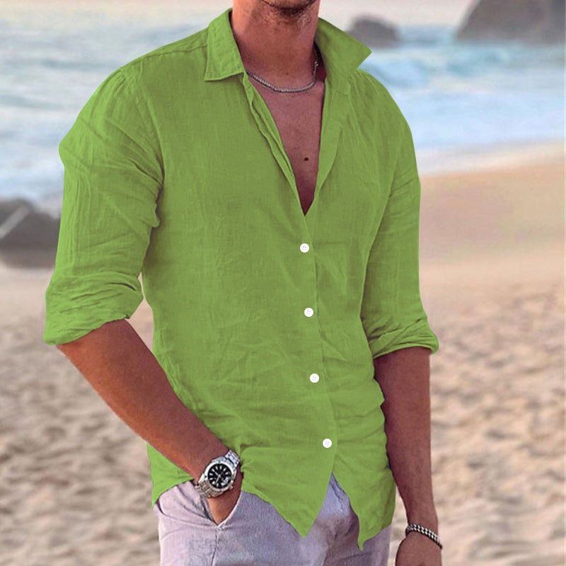 Linen Shirt Men's Casual Loose Tops Long Sleeve - Jointcorp