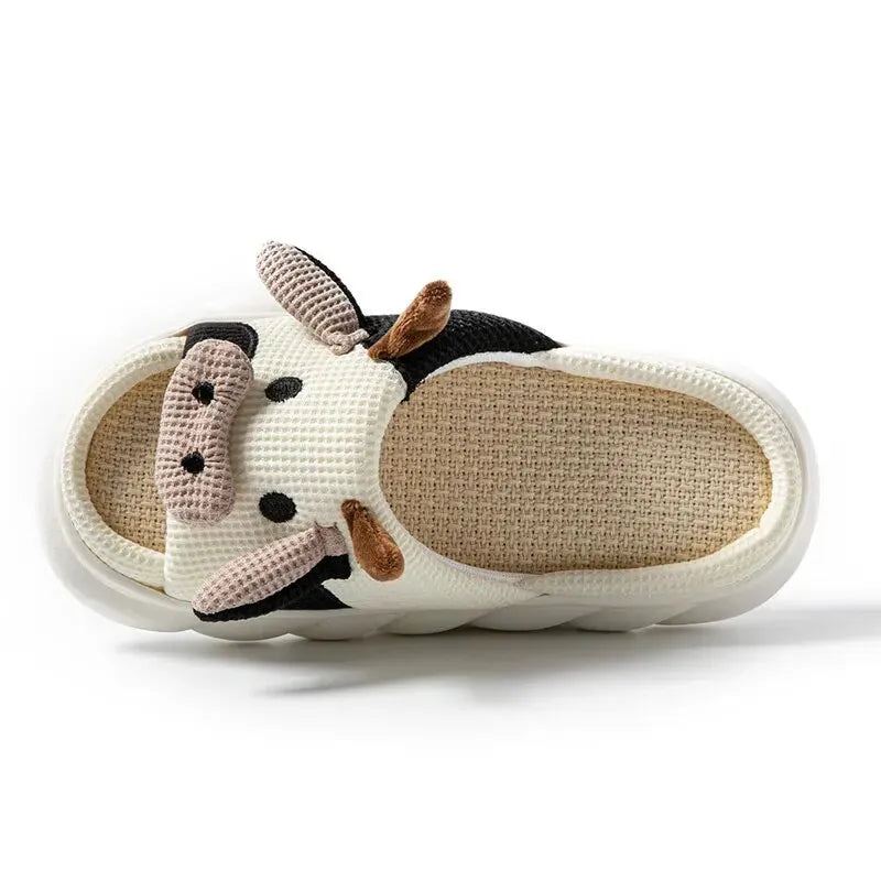 Four Seasons Cute Home Furnished Linen Slippers with Thickened Sole for Women's Indoor Household Slippers