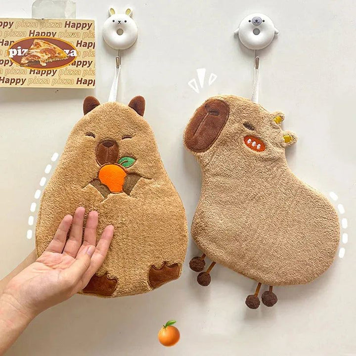 Capybara Hand Towels Coral velvet Hanging Towel Dish Towel Cloths household Animal Pattern Washcloth Supplies for Kitchen