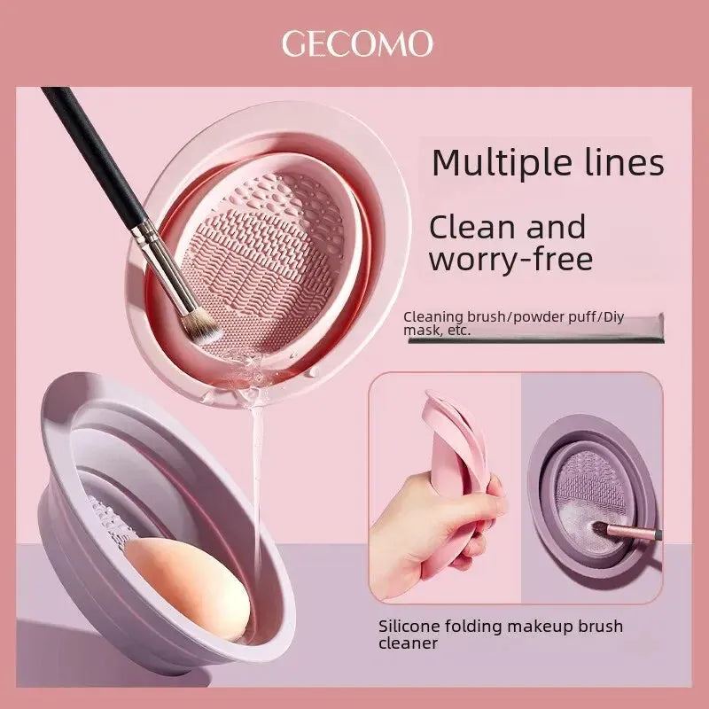 Silicone Foldable Makeup Brush Bowl Cosmetic Brush Powder Puff Makeup Egg Tool Cleaner No Damage To Hair