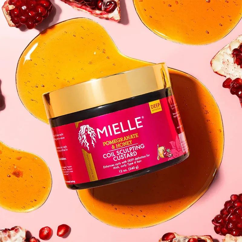 Mielle Organics Pomegranate & Honey Sculpting Custard, Natural Styling Cream Plus Moisture, For Curl, Wave Hair Care Product