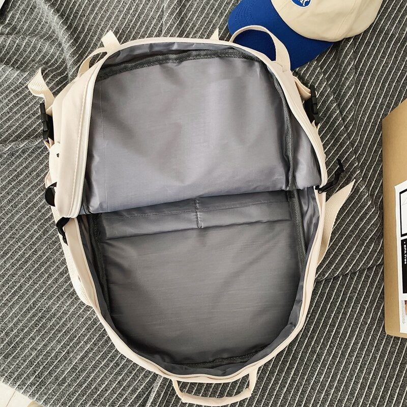 Multi-pocket Universal Male And Female Nylon Large-capacity Solid Color Schoolbag Insert Buckle Laptop Backpack