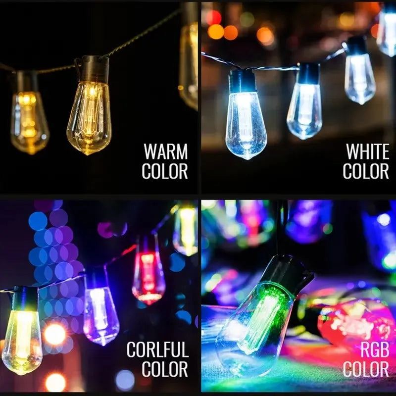 LED Solar Fairy String Lights Outdoor Christmas Decoration Bulb IP65 Waterproof S14 Solar LED Lights Holiday Garland For Garden