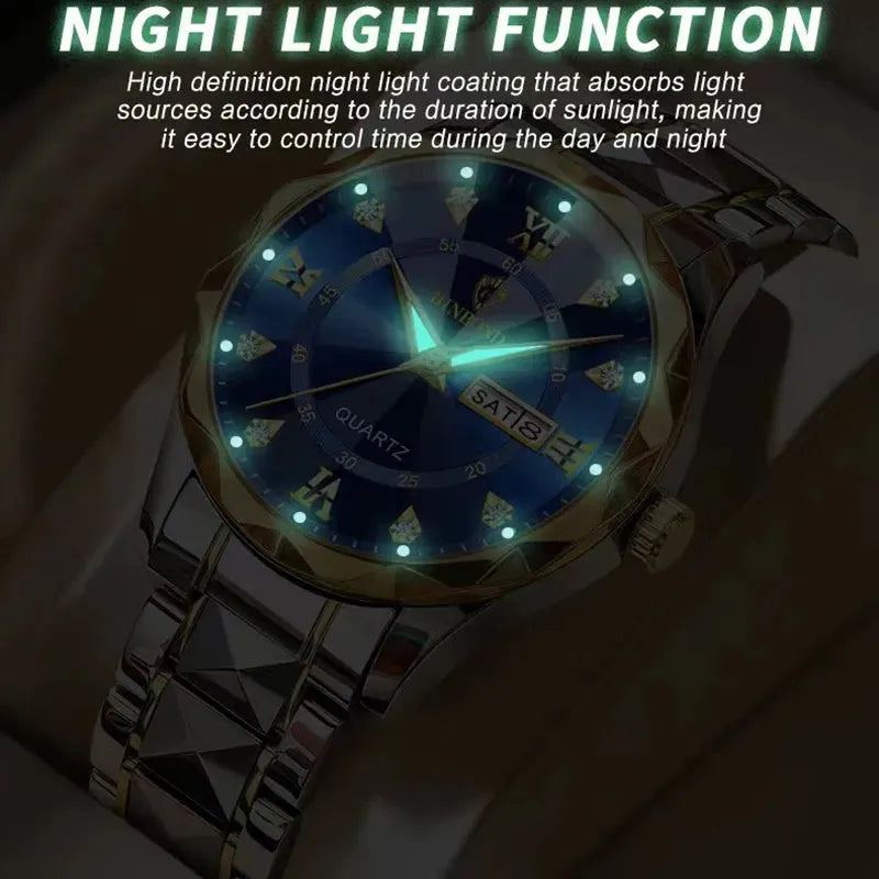 POEDAGAR Luxury Man Wristwatch | Luminous Stainless Steel Quartz Waterproof Men's Watch