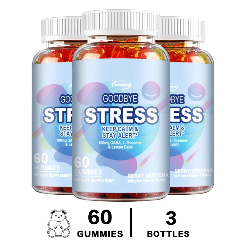 Goodbye Stress Gummies - with GABA, L-Theanine, Lemon Balm - Relieve Stress, Improve Negative Emotions, and Relax