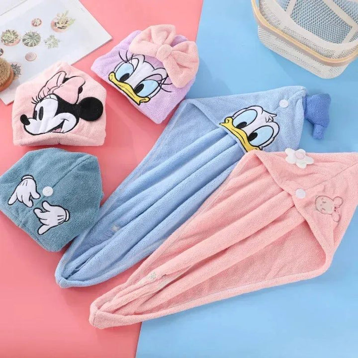 Disney Mickey Minnie New Dry Hair Cap Children Kids Cartoon Hat  Men Women Lovely Shampoo Bath Cap Towel Absorbent Washcloth