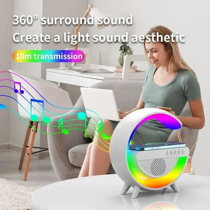 Multifunction Wireless Charger Pad Stand Speaker RGB TF Night Light 15W Fast Charging Station for iPhone Samsung Xiaomi Huawei