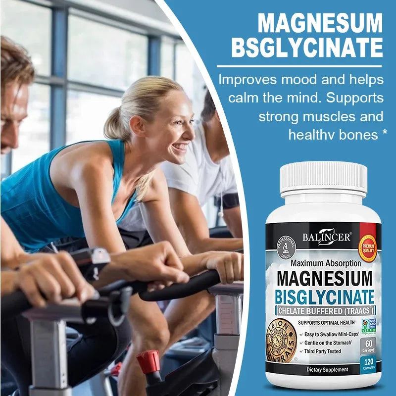 Magnesium Bisglycinate 400 Mg - 120 Vegetarian Capsules - Supports Muscle, Joint and Heart Health