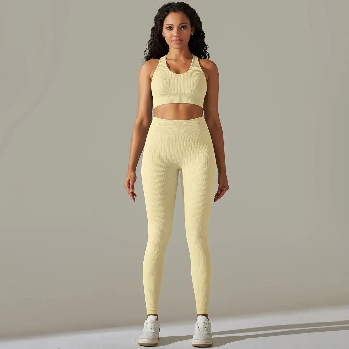 Seamless Yoga Set Workout Outfits for Women 2 Piece Sport Bra High Waist Yoga Leggings Sets Workout Sportswear Fitness Gym Cloth