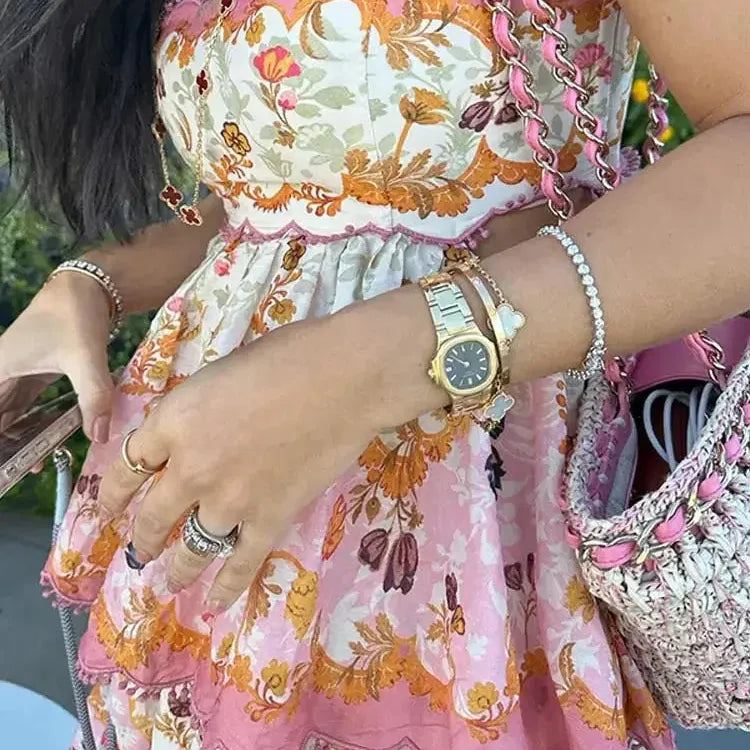 Women Sweet Print Cut Out Halter Maxi Dress Fashion Off Shoulder Sleeveless Holiday Robe Lady Elegant Beach Party Vestidos