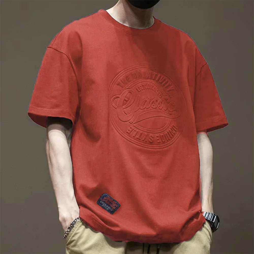 3D Print Steel Print Cotton American Retro Short-sleeved T-Shirt Men Casual T Shirt Classic Labeled T-shirts Tops Tees