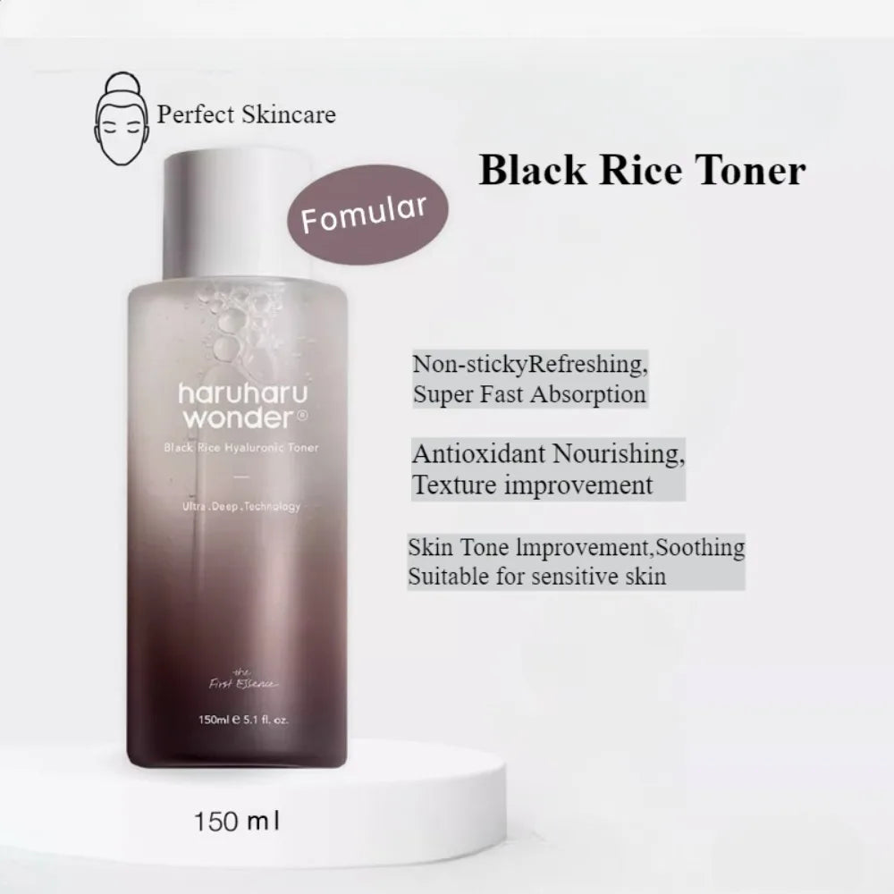 Korean Skin Care Sets Haruharu Wonder Hyaluronic Acid Black Rice Toner Pore Blackhead Makeup Cleansing Oil 150ml Face Care Sets