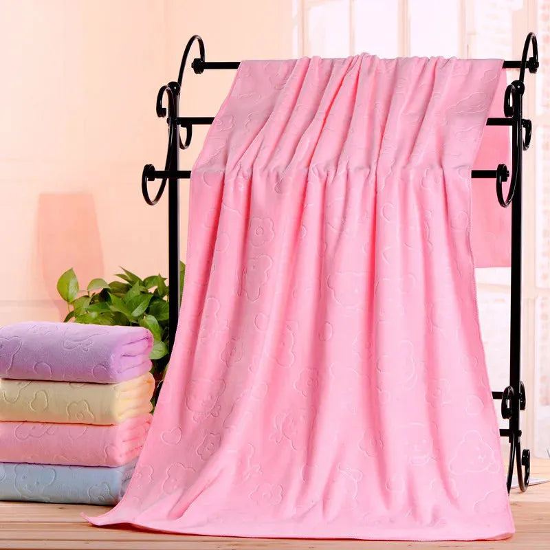 70x140cm Bear Print Shower Towel Large Beach Towels Quick-drying Towel Bath Towel Absorbent Soft Comfort Microfiber Bathrobe