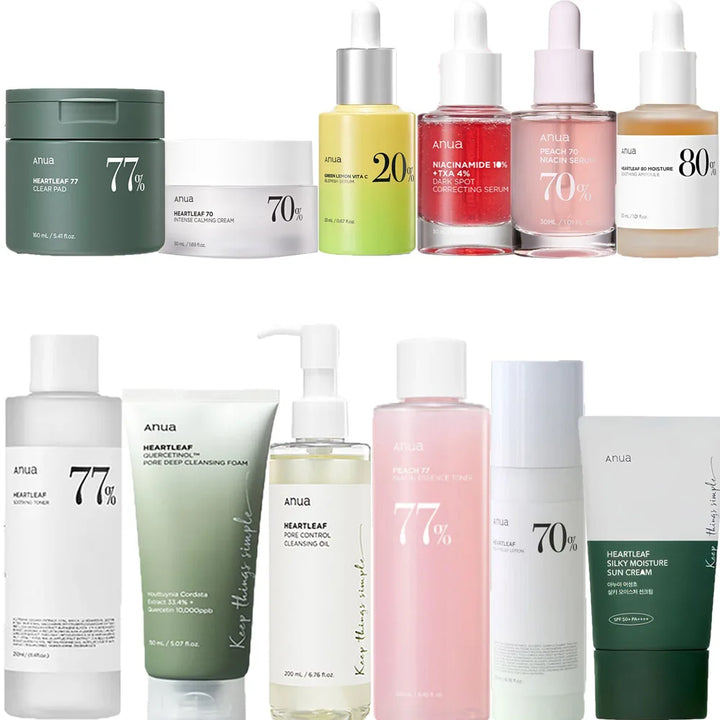 Anua Skincare Set Pore Control Cleansing Oil Quercetin Pore Deep Cleansing Foam Heartleaf 77 Soothing Toner Skin Moisturizer