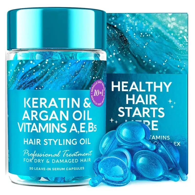 EELHOE Hair Styling Serum for Frizzy & Dry Hair - Anti Frizz Conditioner with Vitamins A, C, E & B5-30 Capsules/Set