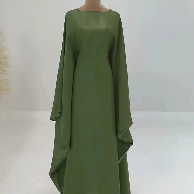 Ramadan Eid Women Summer Organza Batwing Satin Abaya Dubai Luxury 2024 Islam Muslim Kaftan Dress Kebaya Robe Musulmane Vestidos