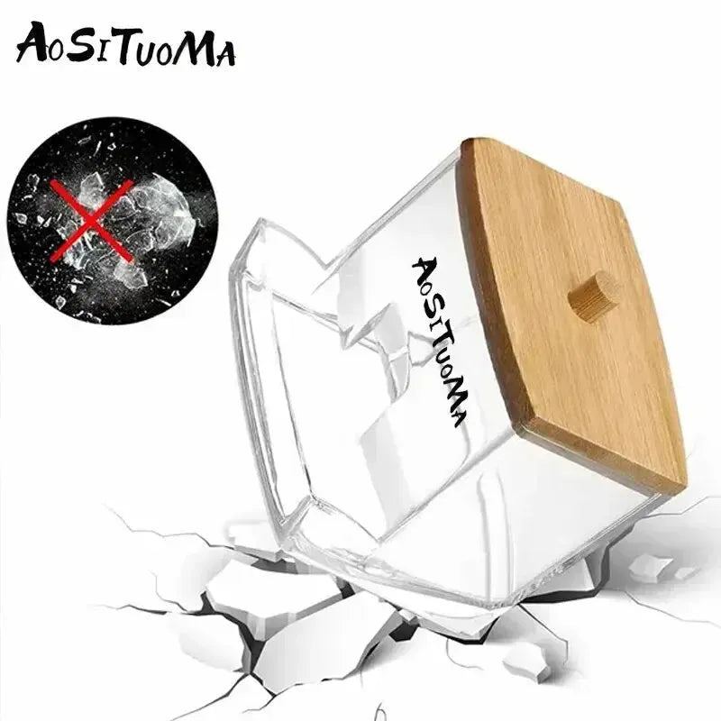 1pc7 Oz Cotton Swab Pads Holder Organize And Store Cotton Buds In Style With Wood Lids Perfect For Bathroom And Apothecary Jars
