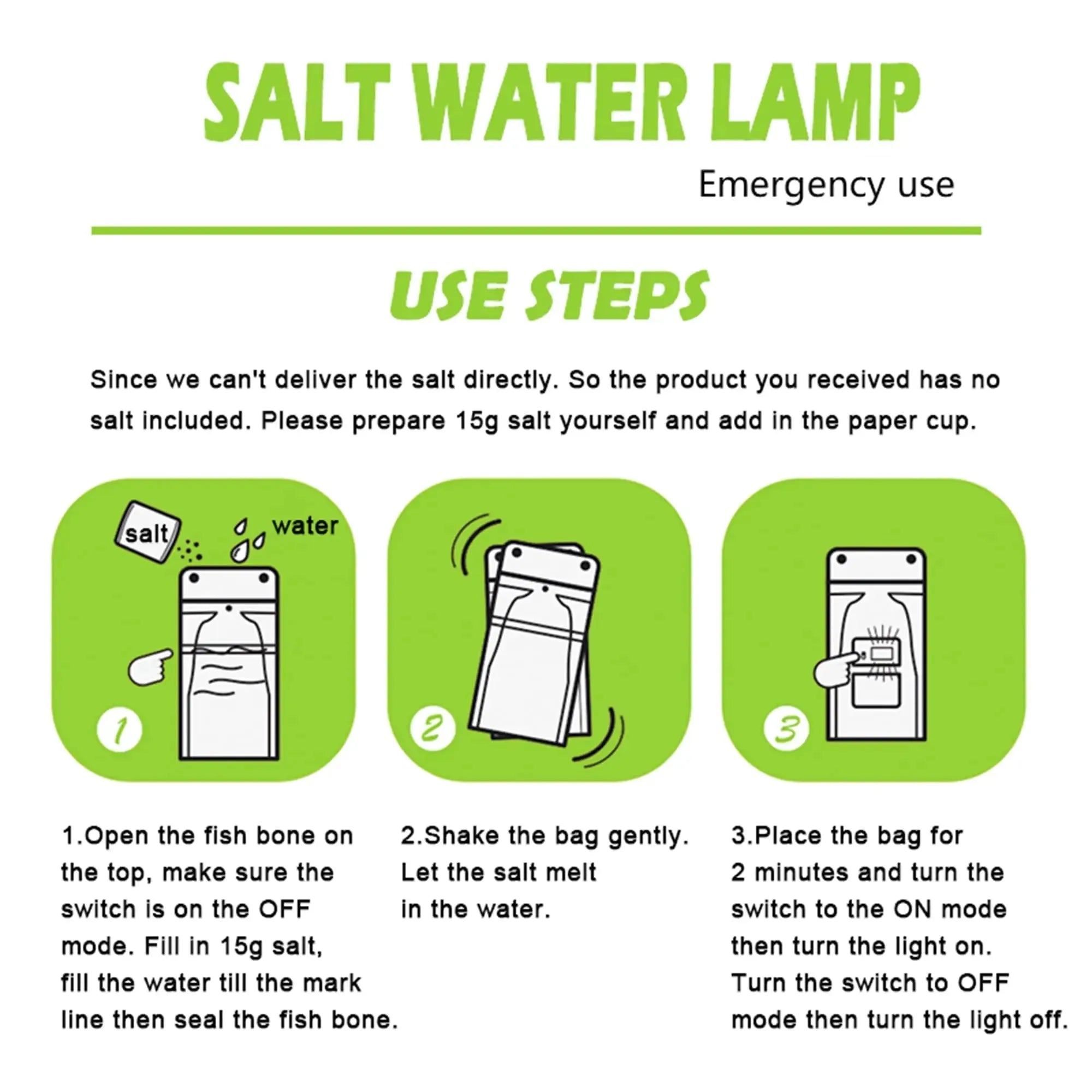 Portable Camping Lamp Salt Water Outdoor LED Emergency Lamp