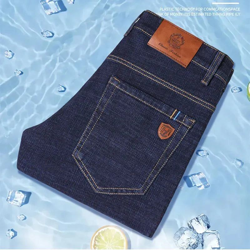 2024 Fashion Men Stretch Loose Straight Jeans Casual Elastic Slim Fit Denim Pants Male Brand Business Trousers Large size 38 40