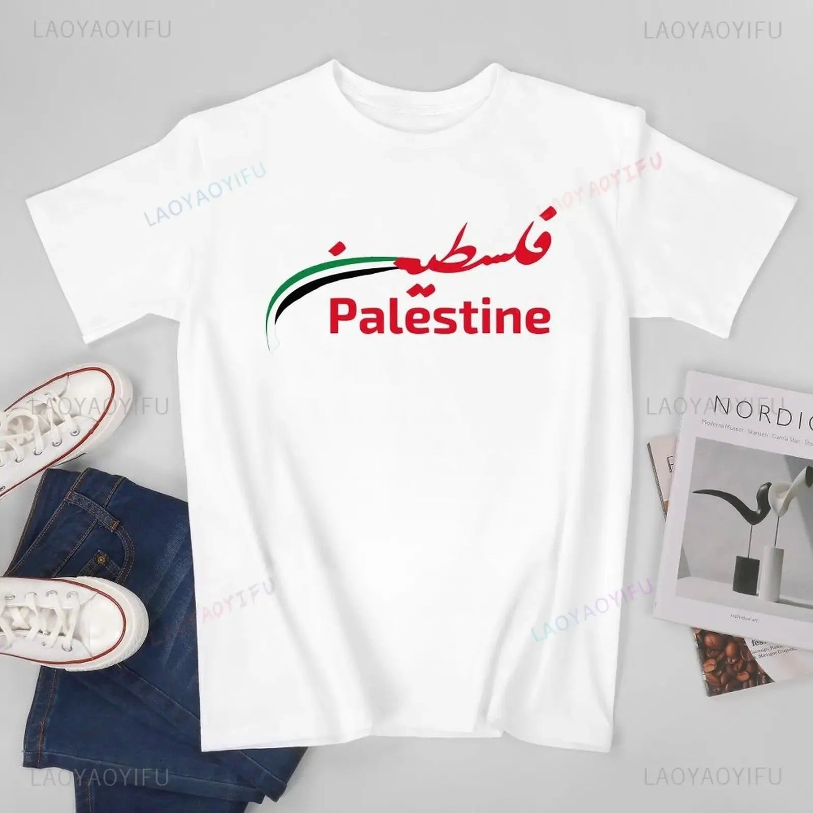 Unisex Men Palestinian Palestine Flag High Quality Cotton Tshirt Printed T-shirt Man Shirts Women Boys Summer Outdoors T-Shirt