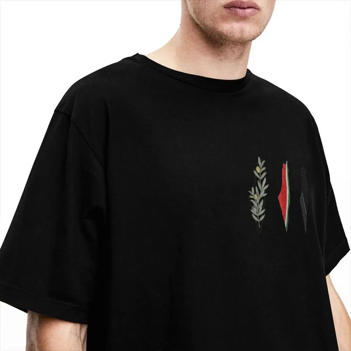 Palestine Palestinian Men's T Shirts Watermelon Tees Short Sleeve Round Neck T-Shirts Pure Cotton Unique Clothing