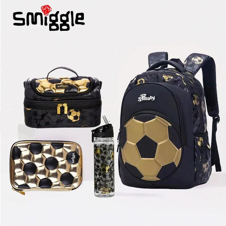 Australian Smiggle Schoolbag Gold Football 18th Anniversary Commemorative Children's Backpack Pencil Case Water Cup Lunch Bag