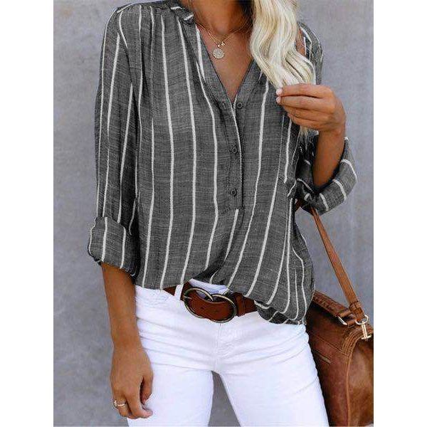 Simple And Fashionable Printed Striped Shirt For Women - Jointcorp