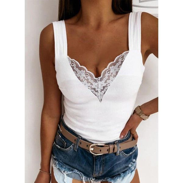 European And American Plus Size Fashion Casual Sexy Suspenders Lace Vest - Jointcorp