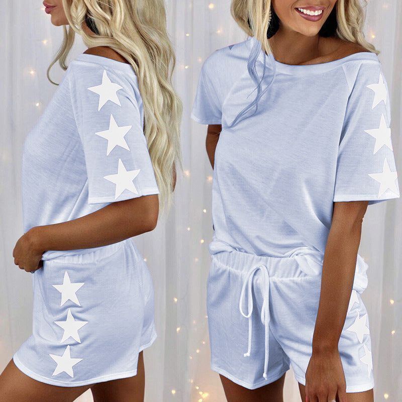 Round Neck Fashion Casual Suit Home Service Pajamas Women - Jointcorp